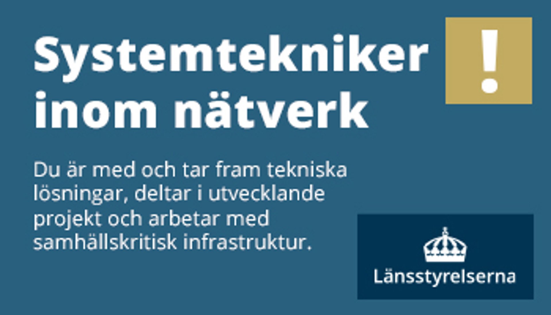 Länsstyrelsernas IT-avdelning söker systemtekniker inom nätverk. Sista ansökningsdag är 11 maj 2025.