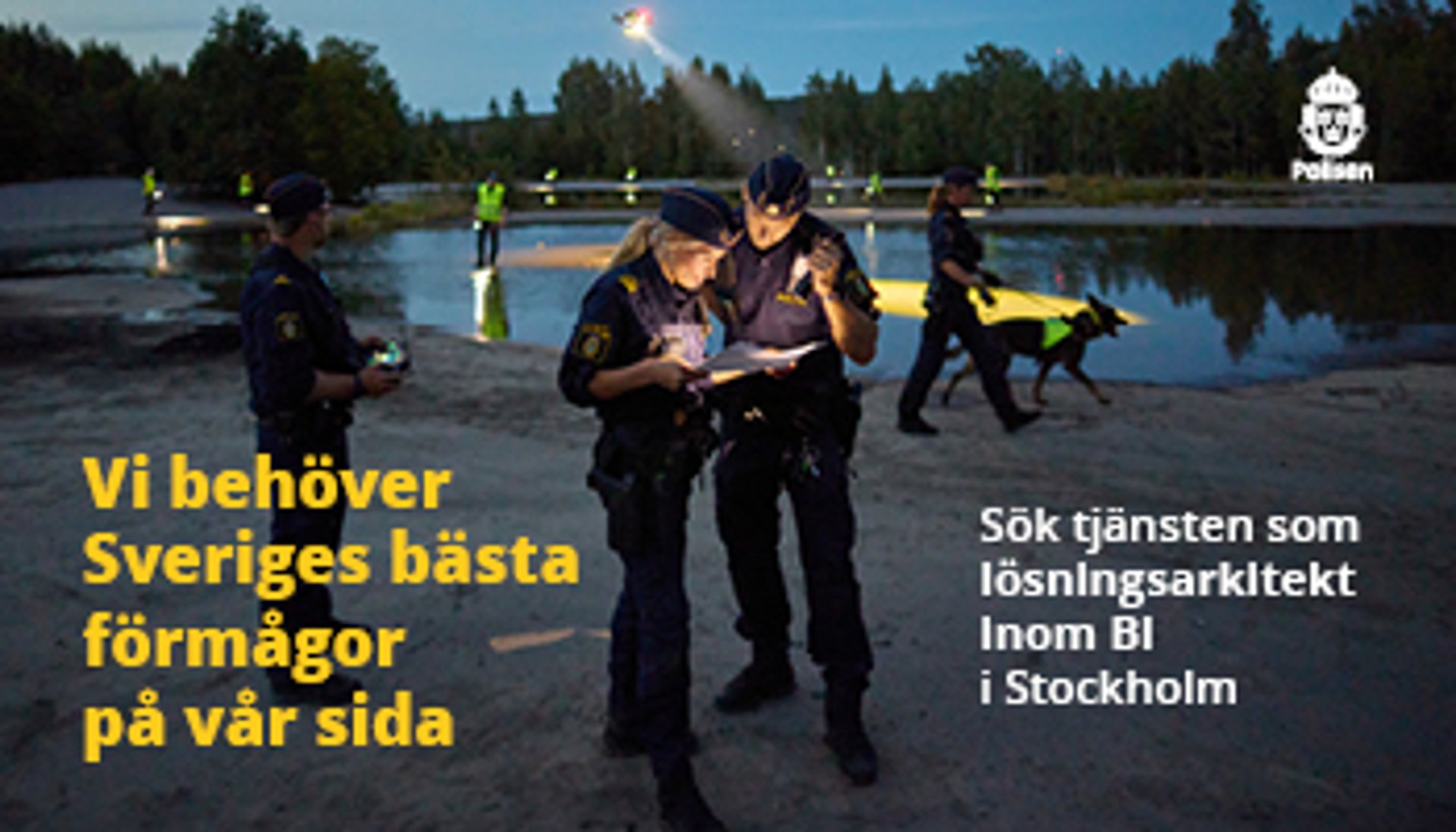 Polisen söker en lösningsarkitekt inom BI. Sista ansökningsdag är 20 augusti.