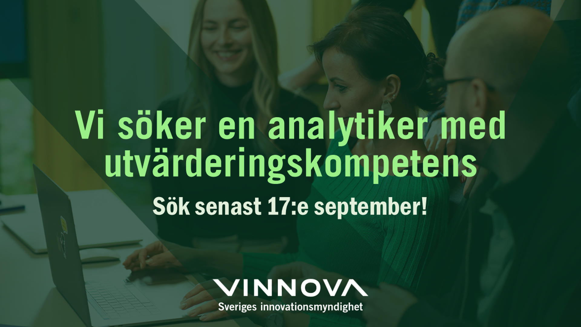 Vinnova söker analytiker med utvärderingskompetens. Sista ansökningsdag är 17 september 2025.