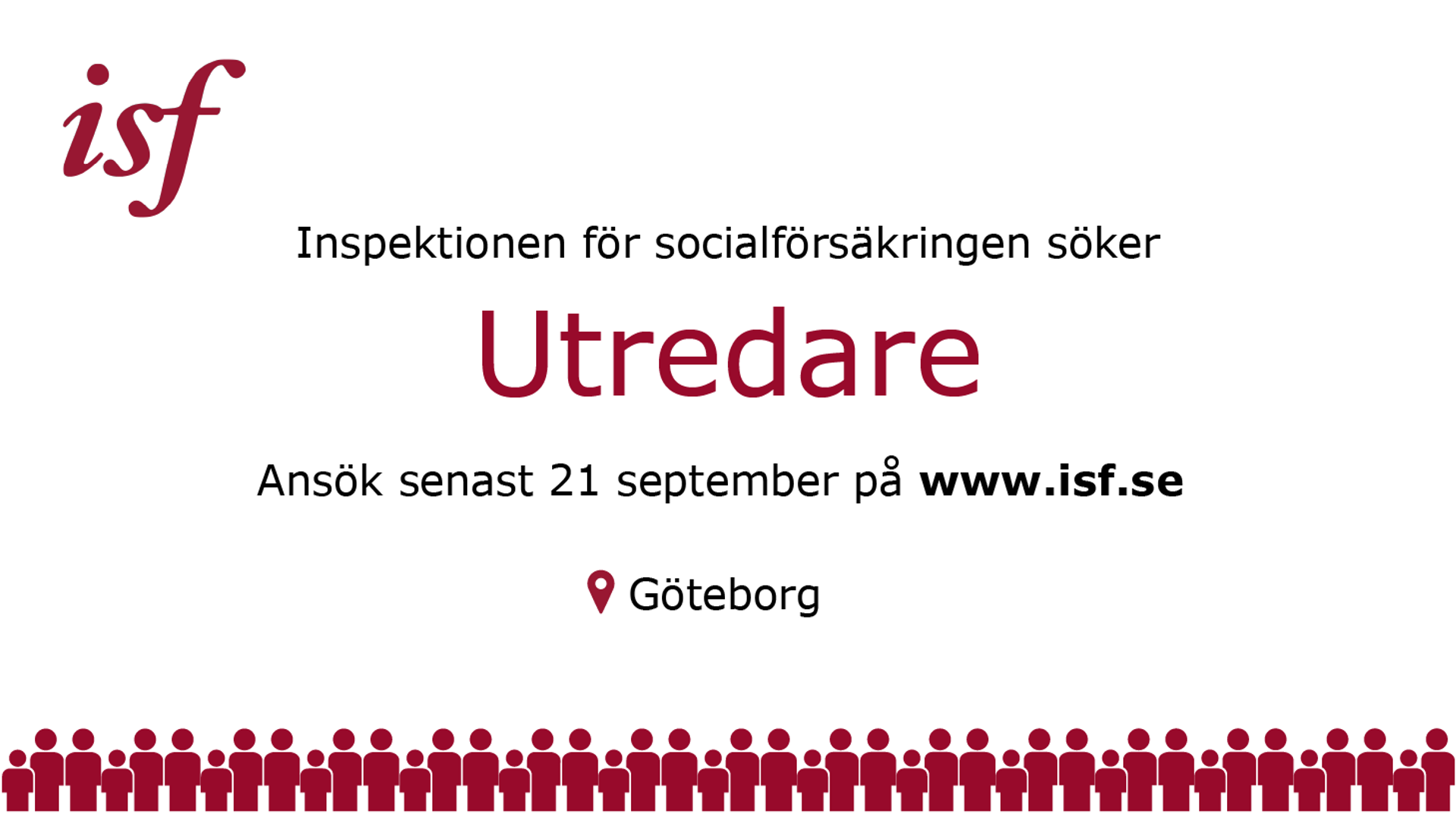 ISF söker utredare. Sista ansökningsdag är 21 september 2025.