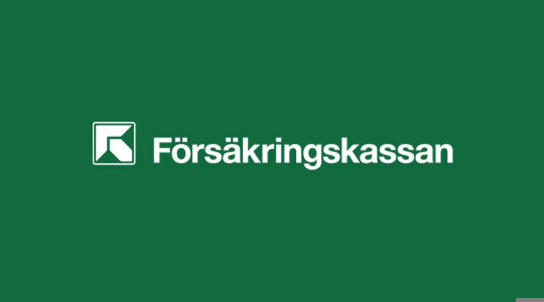 Texten Försäkringskassan i vitt mot grön bakgrund.