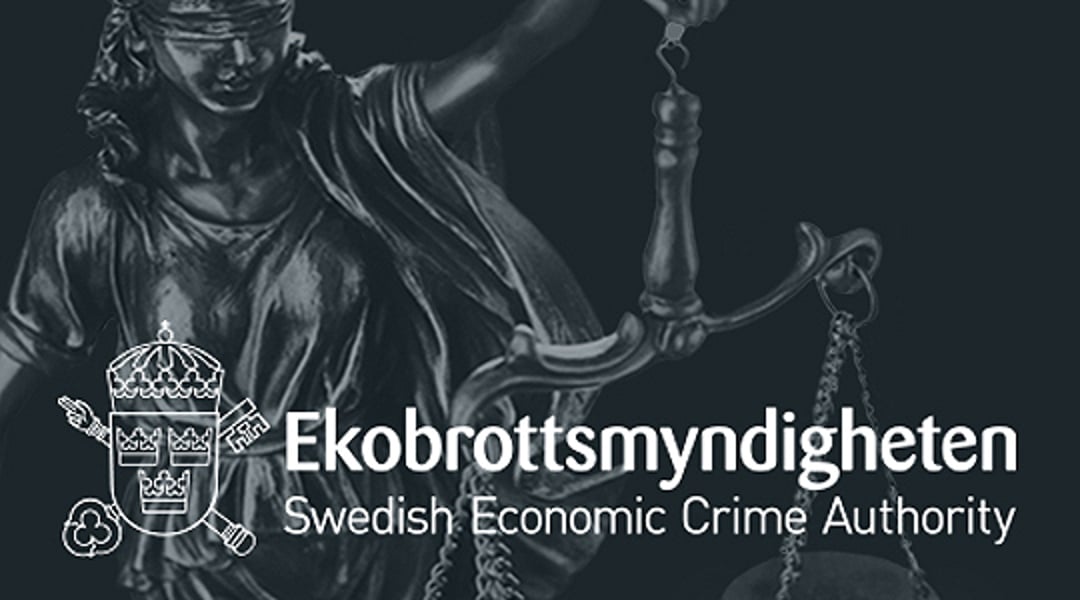Ekobrottsmyndighetens logotyp på en svart botten.