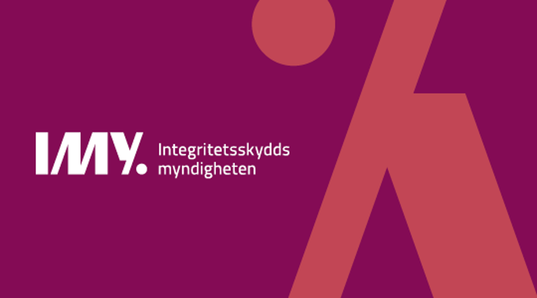 IMY. Logotyp på vinröd botten.