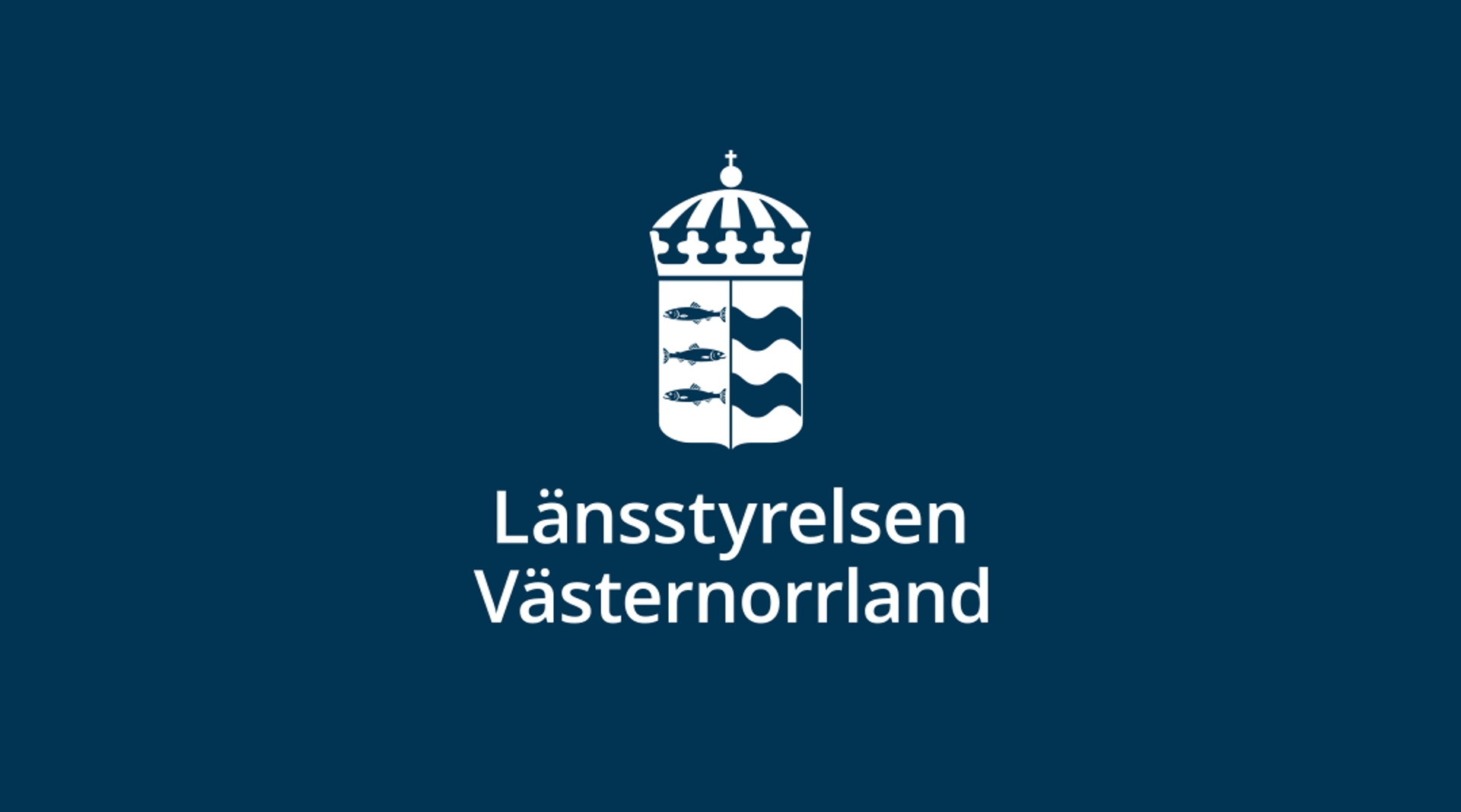 Länsstyrelsen i Västernorrlands logotyp i vitt på blå bakgrund.