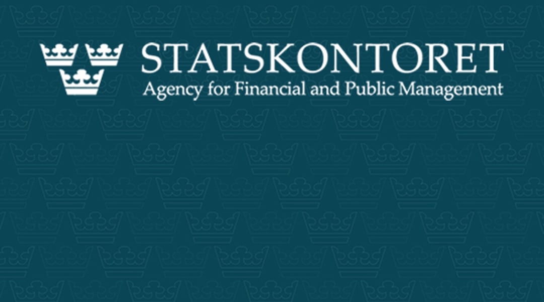 Statskontorets logotyp på mörkblå botten.